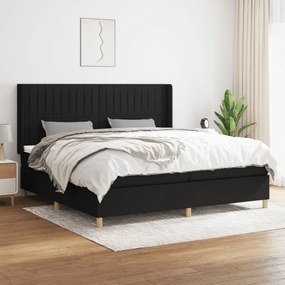 fekete szövet rugós ágy matraccal 200 x 200 cm