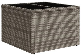 szürke polyrattan üveglapos kerti asztal 55 x 55 x 37 cm