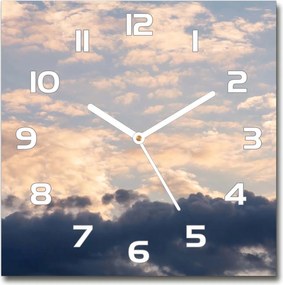 Négyzet alakú üveg falióra Felhők az égen 30x30 cm