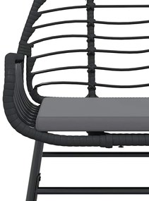 5 részes fekete polyrattan üveg kerti étkezőgarnitúra párnákkal