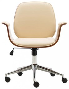krémszínű hajlított fa és műbőr irodaszék