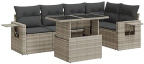 vidaXL 6 részes világosszürke polyrattan kerti ülőgarnitúra párnákkal