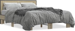 vidaXL sonoma tölgyszínű szerelt fa és fém ágykeret 120 x 200 cm