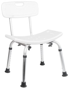 Erga Handicap PRO, téglalap alakú fürdőszobai szék háttámlával 495x545x840 mm, fehér, ERG-07657