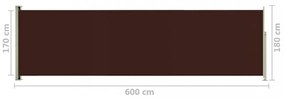 barna behúzható oldalsó terasznapellenző 180 x 600 cm