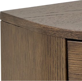 Sötét natúr színű éjjeliszekrény tölgyfa dekorral Paron – Actona