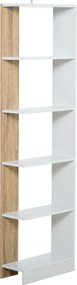HOMCOM Tárolókönyvespolc 5 Polccal, Többcélú Könyvespolc Tanulmányi Irodához Emelt Alappal, Elegáns Dizájn 45x21x170 cm Fehér és Tölgy | Aosom