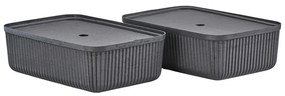 Fekete fedeles tárolódoboz szett 2 db-os 48x32x20,5 cm Pulp – Zone