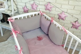 Baby Nellys Állítsa be a párna mantinel Gofri ágyneművel - régi rózsaszín, szürke 120x90