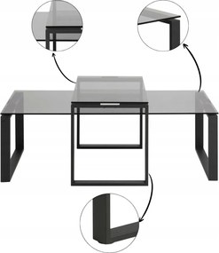 Katrine Dohányzóasztal Készlet téglalap alakú üveg asztal loft nappali