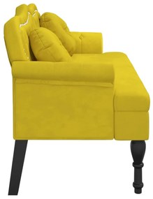 sárga bársony pad párnákkal 120,5 x 65 x 75 cm