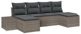 Kerti Kanapé Szett 6 pcs Szürke 184 x 62 x 85 cm Poli rattan