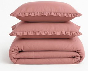 Rózsaszín egyszemélyes renforcé pamut ágyneműhuzat 140x200 cm Ruffle Striped – Mila Home Luxury