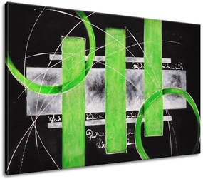 Gario Kézzel festett kép Zöld vonalak Méret: 120 x 80 cm