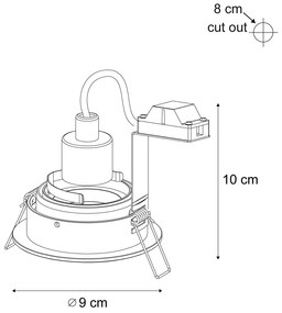 6 darabos modern, bézs színű, süllyesztett spotlámpa készlet GU10 50mm-es, forgatható és dönthető - Chuck
