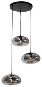 Art Deco lógólámpa fekete füstüveggel kerek 3-lámpás - Ayesha