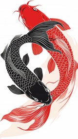 Poszter 50x100cm Yin és Yang Koi