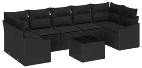 Kerti Kanapé Szett párnával Kézi 8 pcs Fekete 55 x 55 x 37 cm