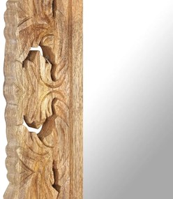 kézzel faragott barna tömör mangófa tükör 110 x 50 cm