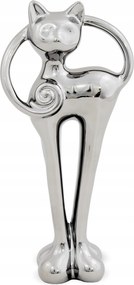 Macska figura ezüst cica macska minimalizmus figura dekoráció csillogó