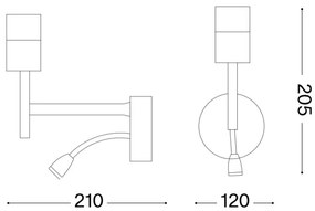Ideal Lux - LED Flexib. lámpa tartóval SET UP 1xE27/42W+LED/3W/230V USB króm