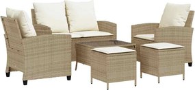 vidaXL 6 részes bézs polyrattan kerti ülőgarnitúra párnával