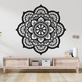 Lótuszvirág motívummal díszített, fából készült falfestmény, mandala | LOTOIS