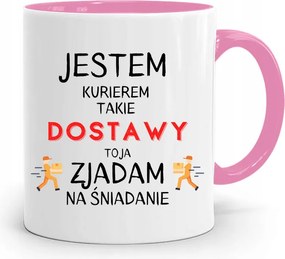 Rózsaszín Bögre Futárnak Futár Vagyok Ajándék nyomott mintával