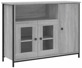 szürke sonoma színű szerelt fa tálalószekrény 100 x 35 x 75 cm