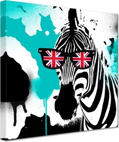 Vászonkép 20x20 Zebra Punk Star Türkiz