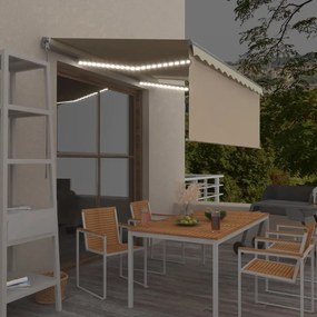 krémszínű LED-es kézzel kihúzható napellenző redőnnyel 3x2,5 m