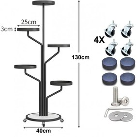 Luxus virágállvány fekete színben 130 cm