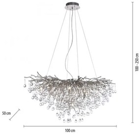 Paul Neuhaus 2192-55 - Csillár zsinóron ICICLE 10xG9/40W/230V 50x100 cm króm