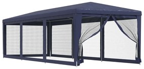 kék HDPE rendezvénysátor 8 hálós oldalfallal 3x9 m