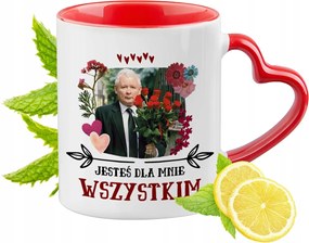 Kaczynski piros, szív alakú füllel ajándékba