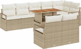 vidaXL Kerti Kanapé Szett tárolóval 9 pcs Bézs Poli rattan