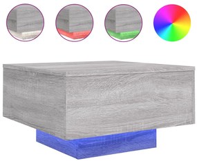 Szürke sonoma színű dohányzóasztal LED-lámpákkal 55x55x31 cm