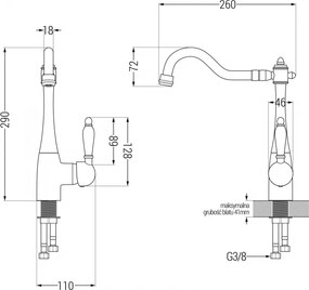 Mexen CARLA - Magas csap / mosogató, arany, 670700-50