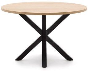 Fekete-natúr színű kerek étkezőasztal ø 120 cm Argo – Kave Home