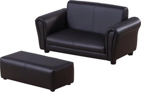 HOMCOM Gyermek Fotel Lábzsámollyal, Gyerek Kanapé Puffal, Gyermekkanapé, Fotel, Fekete, 83 x 42 x 41 cm | Aosom