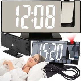 Elektronikus Ébresztőóra Projektorral, Led kijelzővel, tükörrel, hőmérővel 4 az 1-ben
