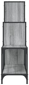 szürke sonoma szerelt fa és fém könyvszekrény 92 x 30 x 102 cm