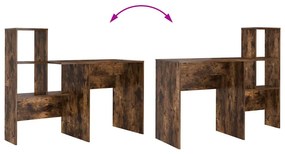 Asztal polcokkal Füstölt tölgy 131.5 x 50 x 106.5 cm Faanyag