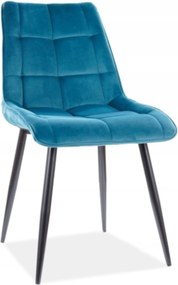Kárpitozott szék Chic Velvet fekete/türkiz Sig