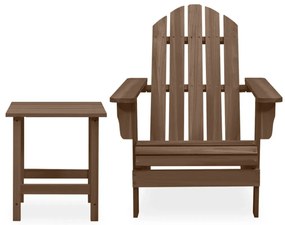 vidaXL barna tömör fenyőfa kerti adirondack szék asztallal