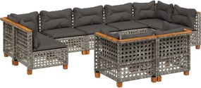 vidaXL 9 részes szürke polyrattan kerti ülőgarnitúra párnákkal