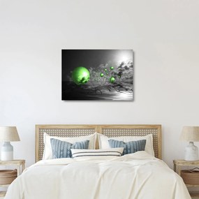 Zöld absztrakt gömbök képe (üvegen) (70x50 cm)