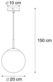 Okos függőlámpa sárgaréz óceánkék üveggel 20 cm WiFi-vel ST64 - Pallon