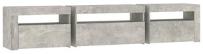 betonszürke TV-szekrény LED lámpákkal 195x35x40 cm
