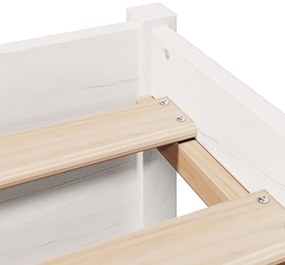 fehér tömör fenyőfa könyvespolcos ágy matrac nélkül 120x200 cm